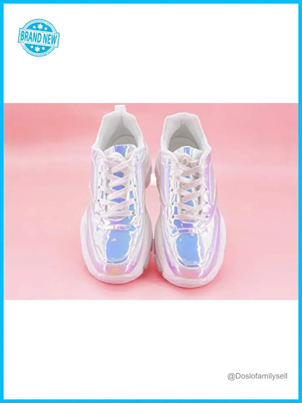 Women Chunky Platform Lace-Up Walking Sneakers Lightweight PU Rubber Sole